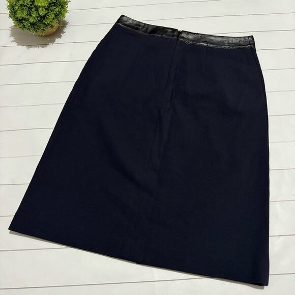 Ann Taylor Navy Blue Faux Leather Stretch Classic Office Pencil Skirt Women’s 2 - Picture 4 of 6
